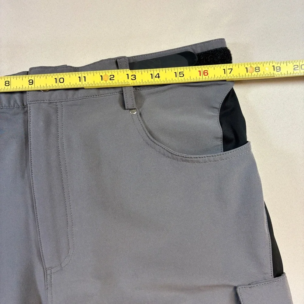 MTB Cargo Shorts Mens XL Gray Adjustable Waist Hiking Mountain Bike Athleisure